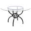 Table de salle à manger ronde de 122 cm (48 po) avec plateau en verre trempé transparent de 6 mm et pied central en métal gris anthracite, idéale pour les petits espaces modernes avec des éléments métalliques.