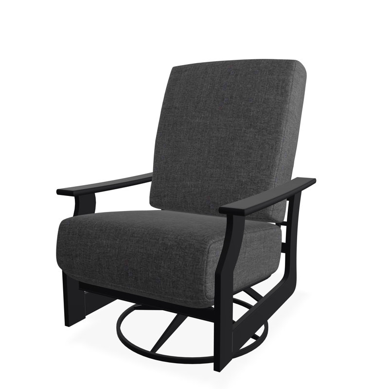 St. Catherine Marine Grade Polymer Deep Seating Cushion Swivel Rocker, Black, Cast Slate Sunbrella® Plainweave
