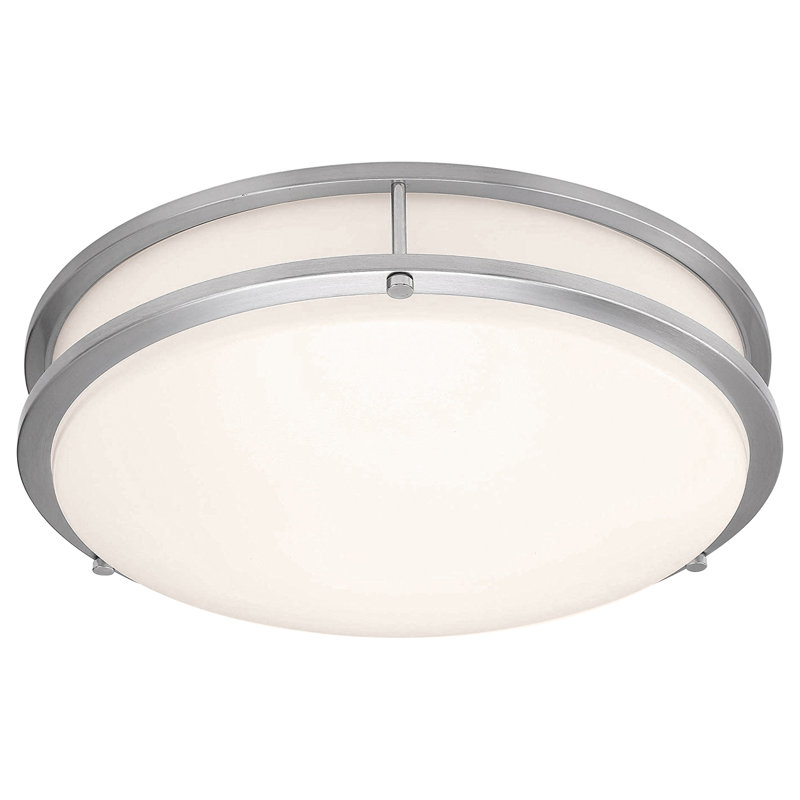 Alexanndra II LED Flush Mount - Acrylic Lens, 4" H x 14" W x 14" D, Brushed Steel