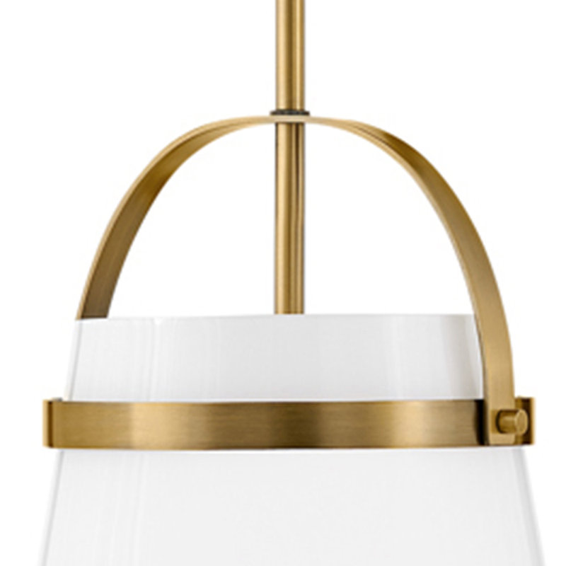 Tori Single Light Farmhouse Pendant with Cased Opal Shade, 19" H x 11.5" W x 11.5" D, Gold
