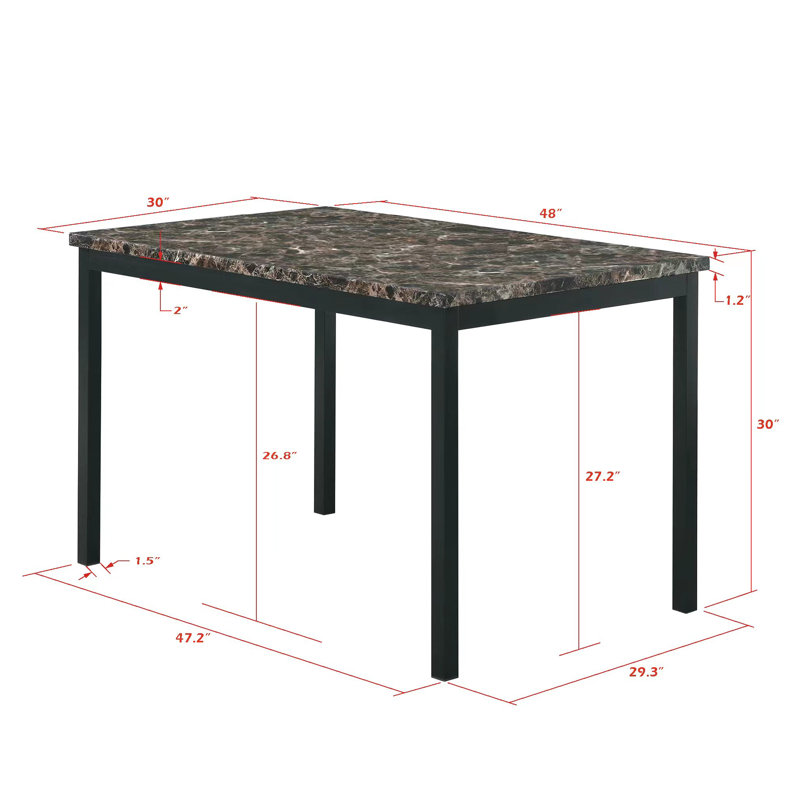 Faux Marble Top Metal Frame Dinette Table