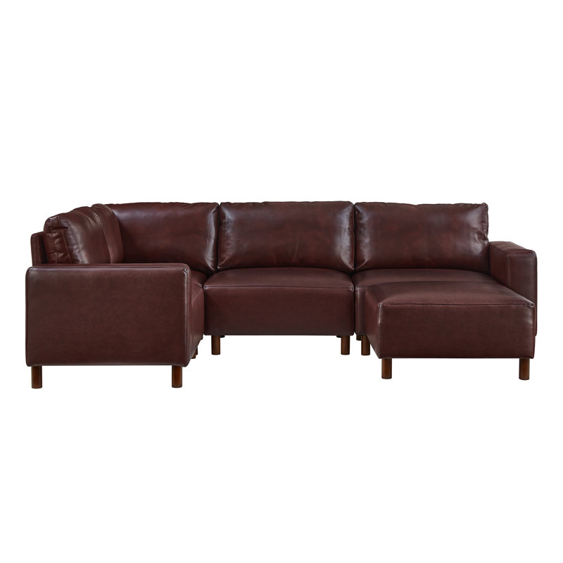 Canapé modulaire de luxe en tissu Pu, Similicuir noyer