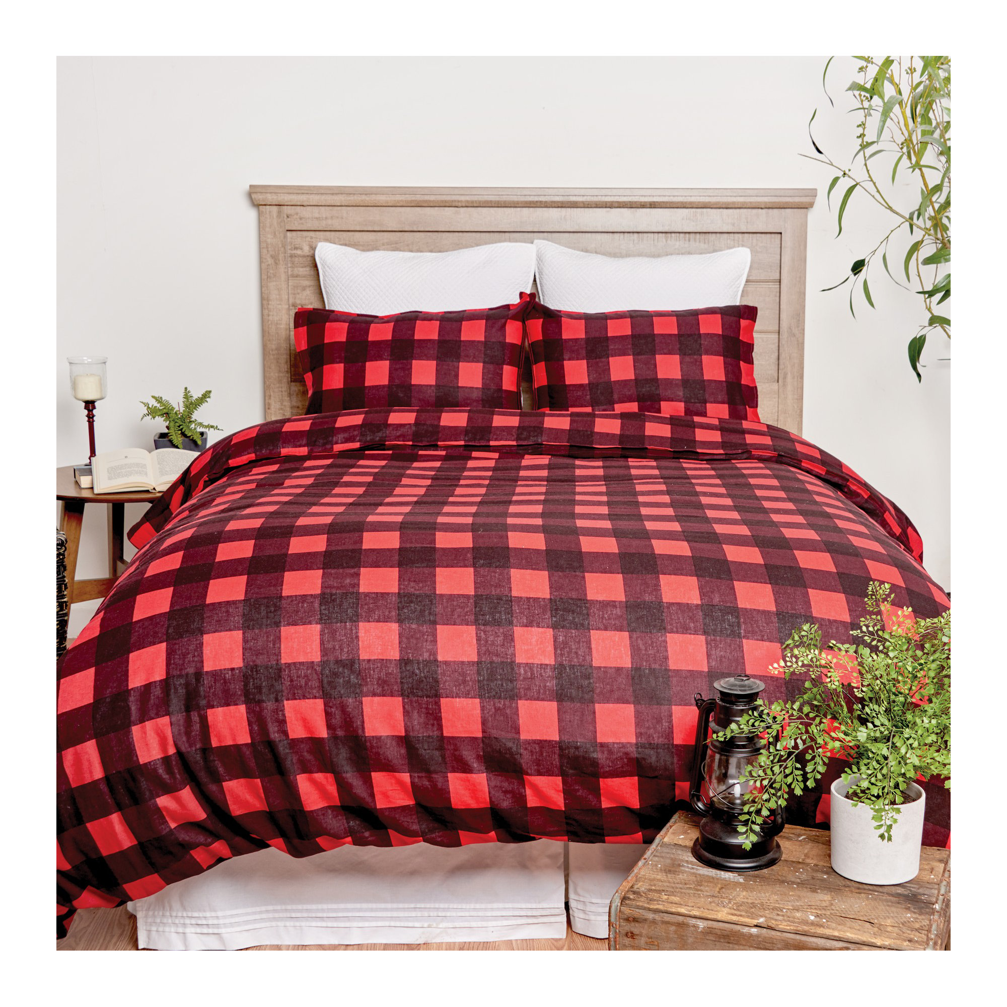 Peyton Reversible Duvet Cover Set, Full/Queen Duvet Cover + 2 Shams , Red