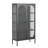 Benoît 70.87-inch Black Two Door Metal Storage Cabinet with Fluted Clear Doors