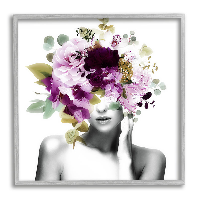 «Woman Purple Blossoms Arrangement» par Irena Orlov - impression, H 12 po x l 12 po x P 1,5 po, Estampe numérique Farmhouse