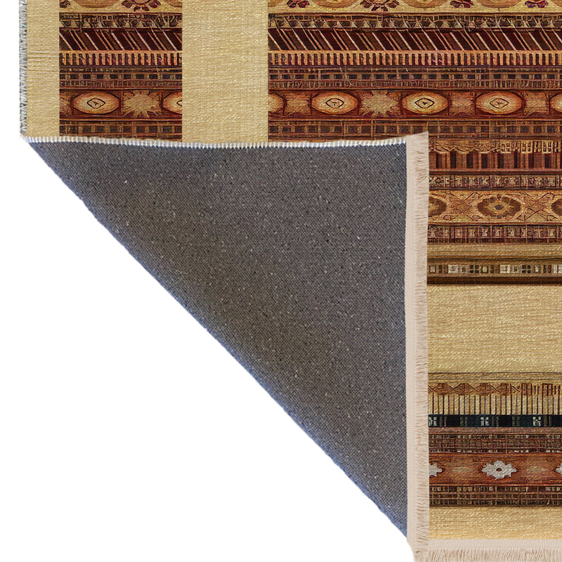 Tapis décoratif à motifs mixtes Beige, Rectangle 3 pi 11,24 po x 5 pi 10,87 po