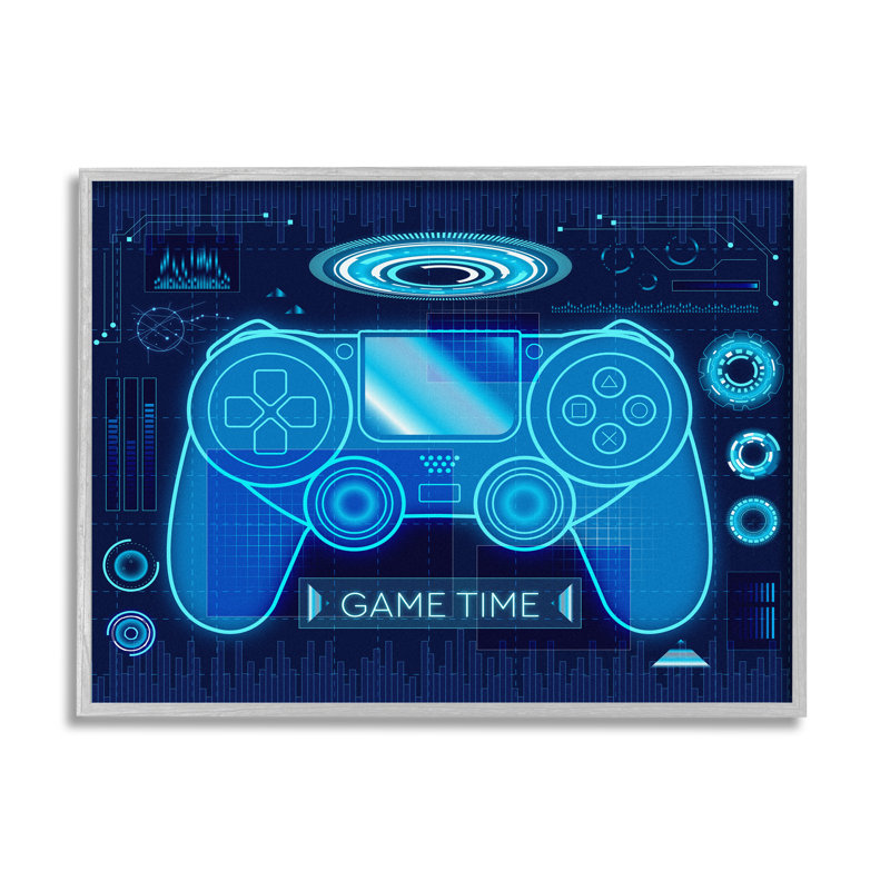 «Game Time Bold Blue», thème de jeu d'ordinateur par Ziwei Li - impression, H 16 po x l 20 po x P 1,5 po