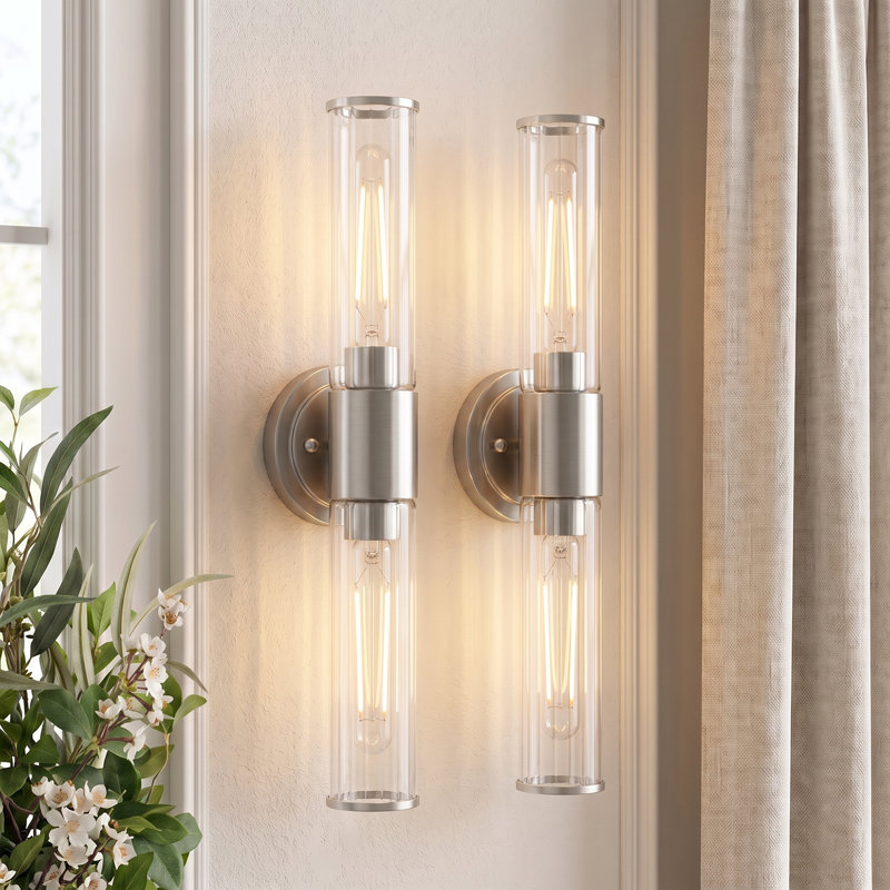 Paquet de 2 lumières de meuble-lavabo Modern, Nickel brossé
