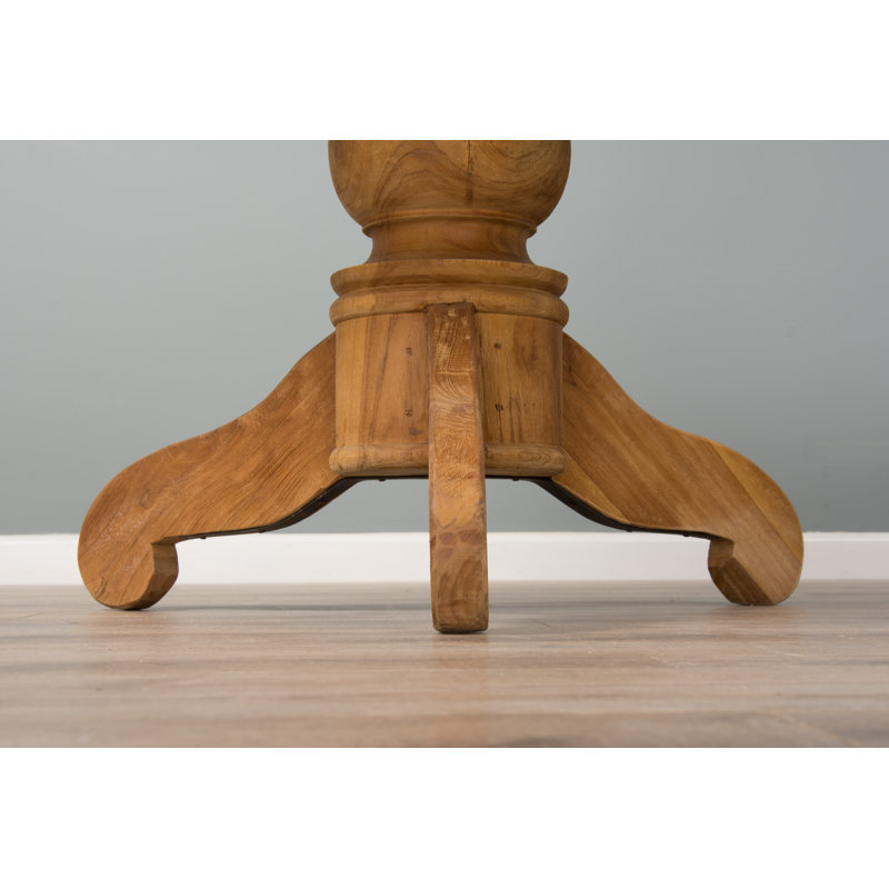 Zayn Teak Round Solid Wood Dining Table, H78 X L120 X W120