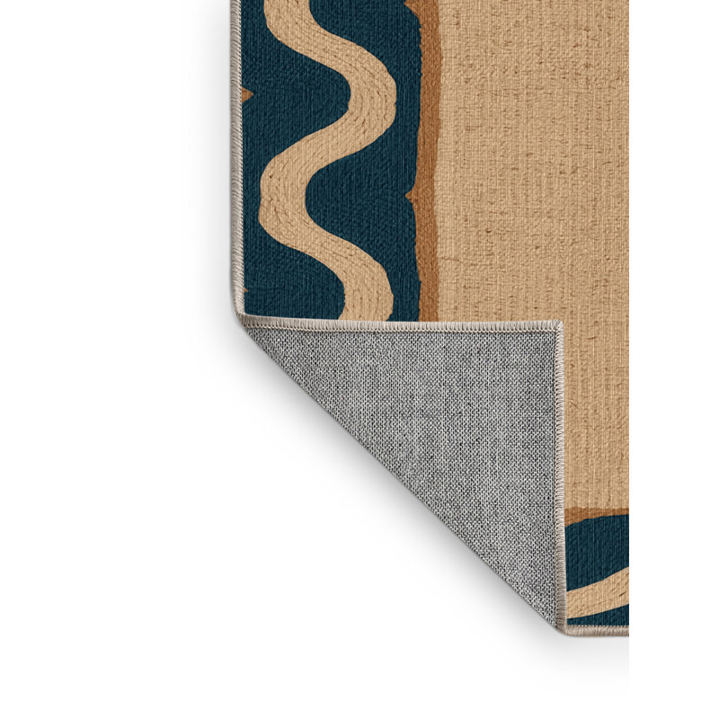  Tapis hawaïen lavable à bordure ondulée, Carré 3 pi