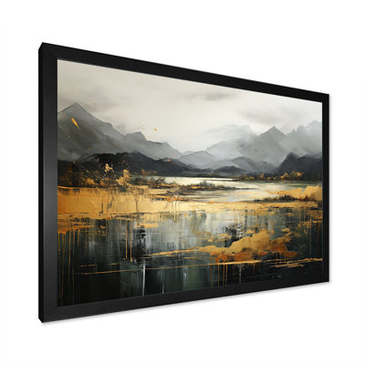 Gris et jaune, paysage de montagne abstrait IV - paysages abstraits, art mural
