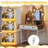 Small Vanity Desk w/ Mirror & Lights Cute Kitty Makeup Table w/Power Outlets