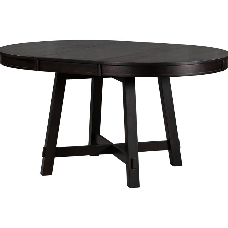 Table en bois massif, ronde extensible de 42 à 58 po, sièges 6, surface en placage de chêne, table de salle à manger à pieds en peuplier stable, bois, ronde, réglable