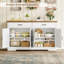 Buffet 47,24 "avec 2 tiroirs et 4 portes, buffet et armoire avec 2 tablettes réglables, café, bar à vin pour la cuisine, le salon, blanc