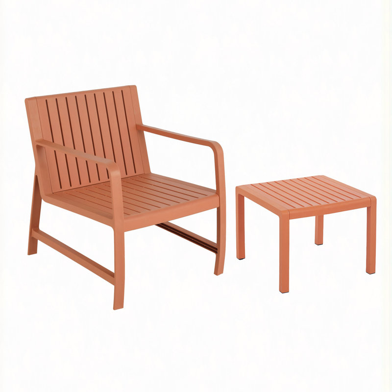 Ensemble de meubles d'intérieur / extérieur 2 pièces 1 chaises et 1 table basse Matériau PP imperméable - Ensemble de conversation pour patio facile à assembler