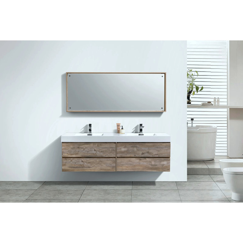 Royka 79.125'' Double Bathroom Vanity with Acrylic Top, Natural