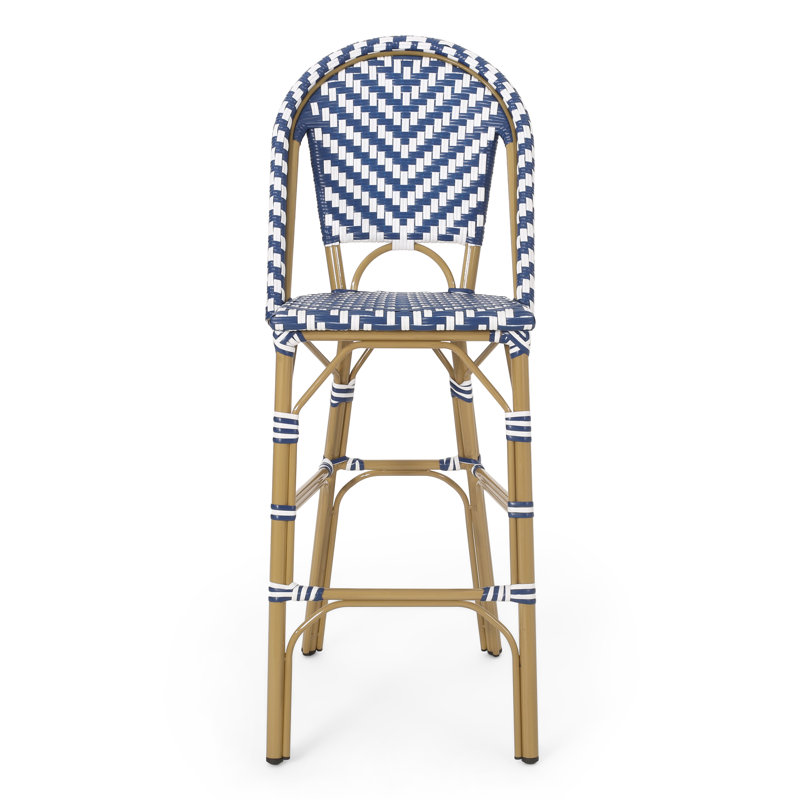 Battaglia Wicker Outdoor 29.5 " H Patio Stool, Navy Blue