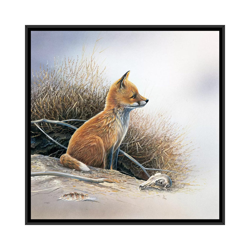 «Little Fox», impression sur toile, H 18 po x l 18 po x P 1,5 po, Toile avec cadre noir, Pas de tapis