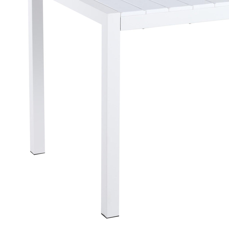 55 Inch White Modern Dining Table, Indoor/Outdoor Multi-Purpose Long Table With Lightweight PP Tabletop with Metal Legs