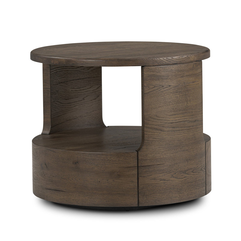 Matheus Solid Wood End Table, Gray Reclaimed French Oak