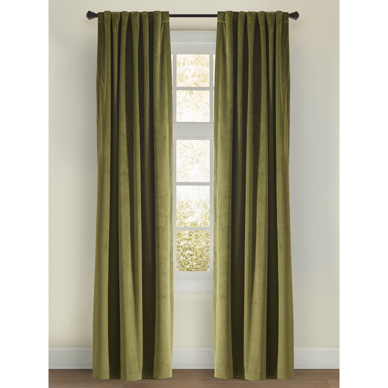 Camden Velvet Drapery Panel, 50" W x 108" L, Meadow Green