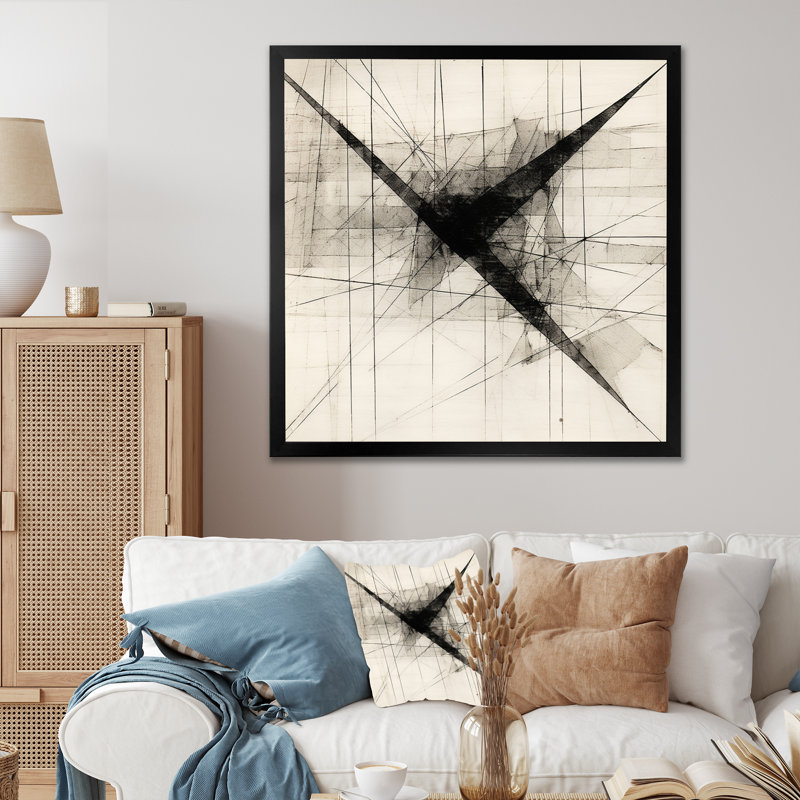 «Minimalist Black and White VI», reproduction d'art sur toile, Cadre simple noir, H 44 po x l 34 po x P 1,5 po