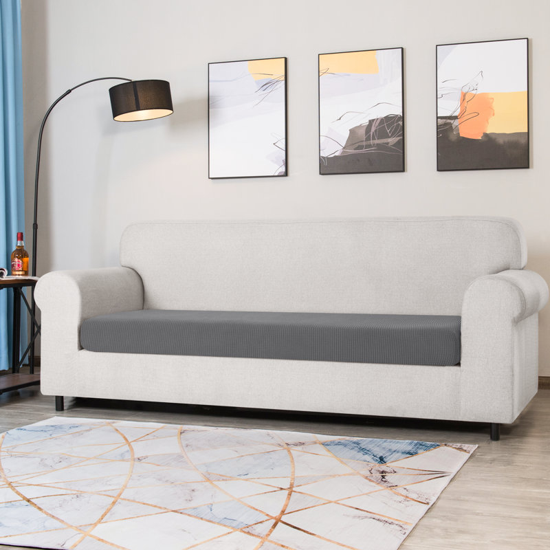 Box Cushion Sofa Slipcover, Light Grey