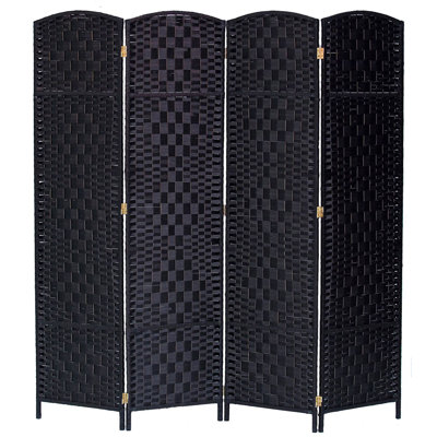 Paravent pliant en bambou de 71 po de hauteur avec garniture en bambou