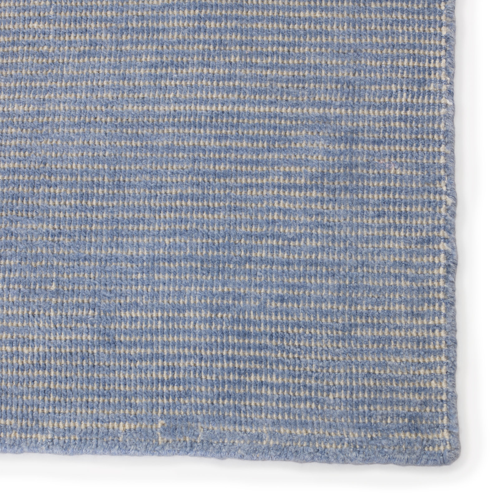 Caron Light Blue Cream Hand-Woven Striped Rug, Rectangle 9' x 12'