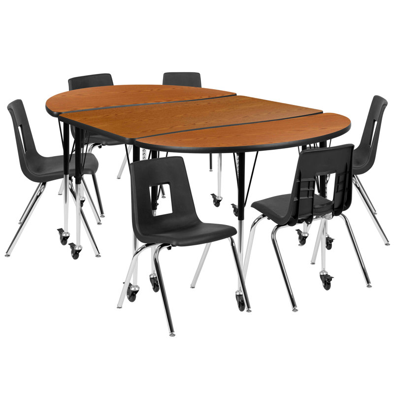 Ensemble de tables d'activités flexibles Goddard, L 47,5 po x P 76 po x H 22 à 30 po, Chêne