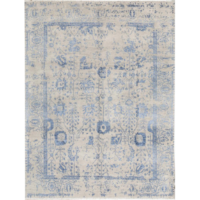 One-of-a-Kind Hand-Knotted High-Quality Gray/Blue Area Rug