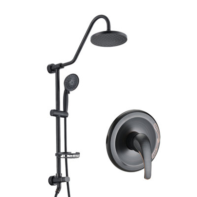 Pomme de douche avec système de douche à main avec pomme de douche à pluie de 8 po (soupape brute incluse)