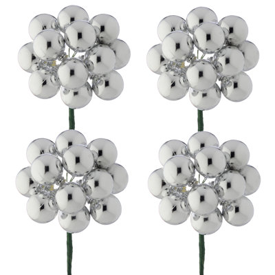 30mm Shatterproof Plastic 12 Bunch Shiney Stem Ball 