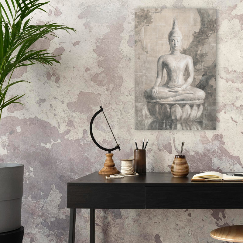 Bouddha asiatique et beige, art neutre, H 24 po x l 16 po