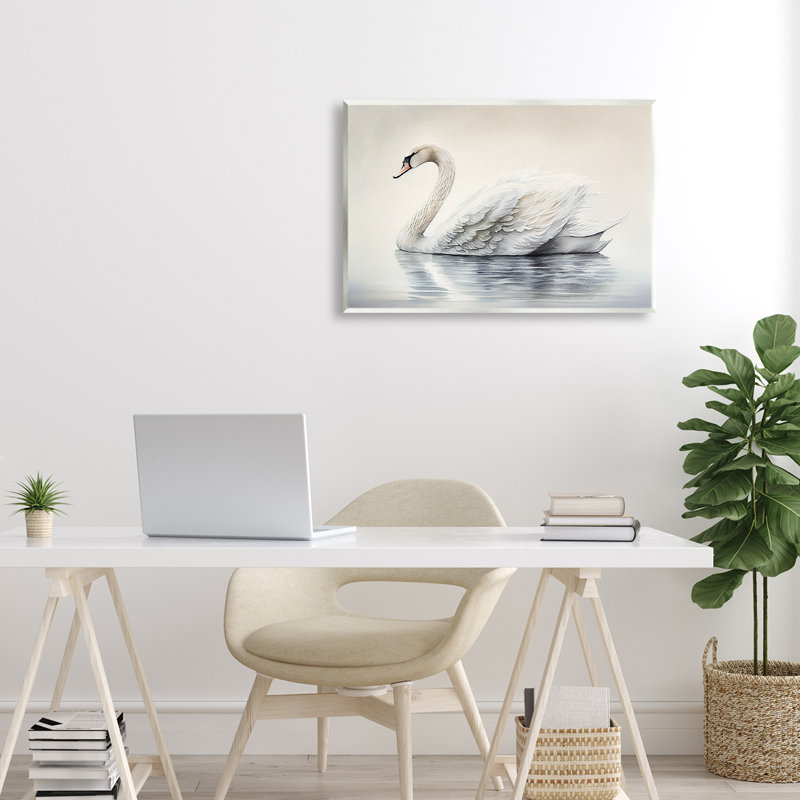 Élégante plaque murale cygne flottant, design par Sasha, H 13 po x l 19 po