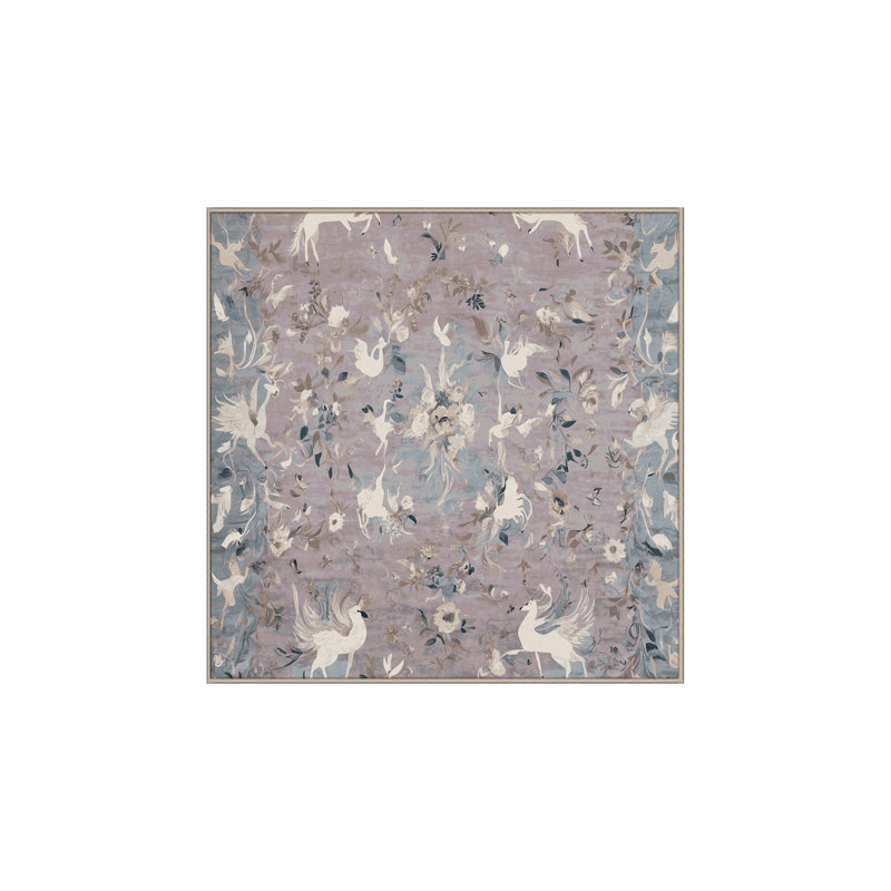 Tapis beige lavable à la machine, Carré 7 pi