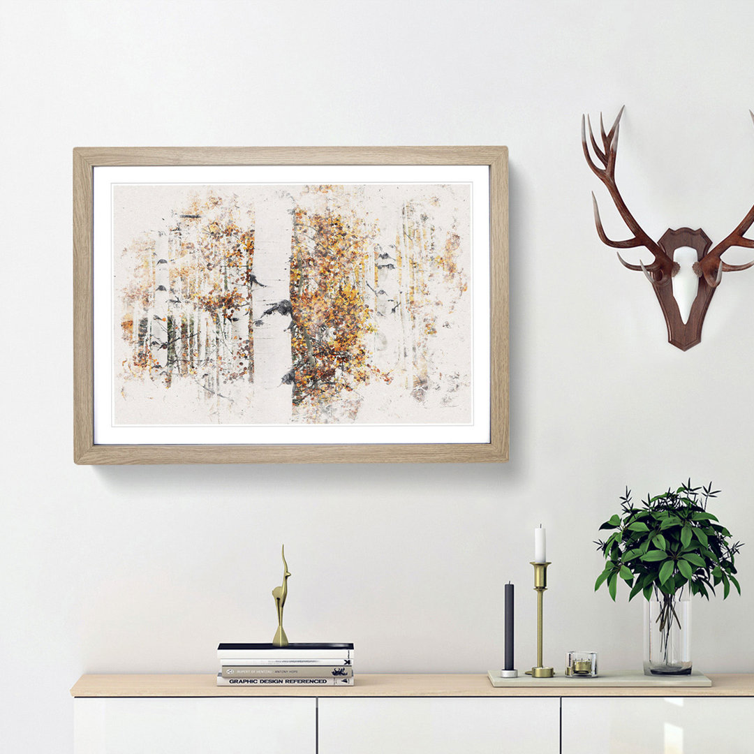 Birch Trees in Autumn Watercolour - Picture Frame Graphic Art Print