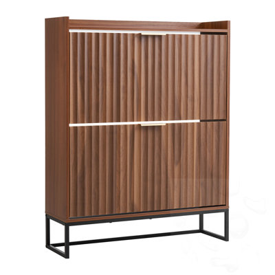 Armoire à chaussures autoportante avec 2 tiroirs rabattables