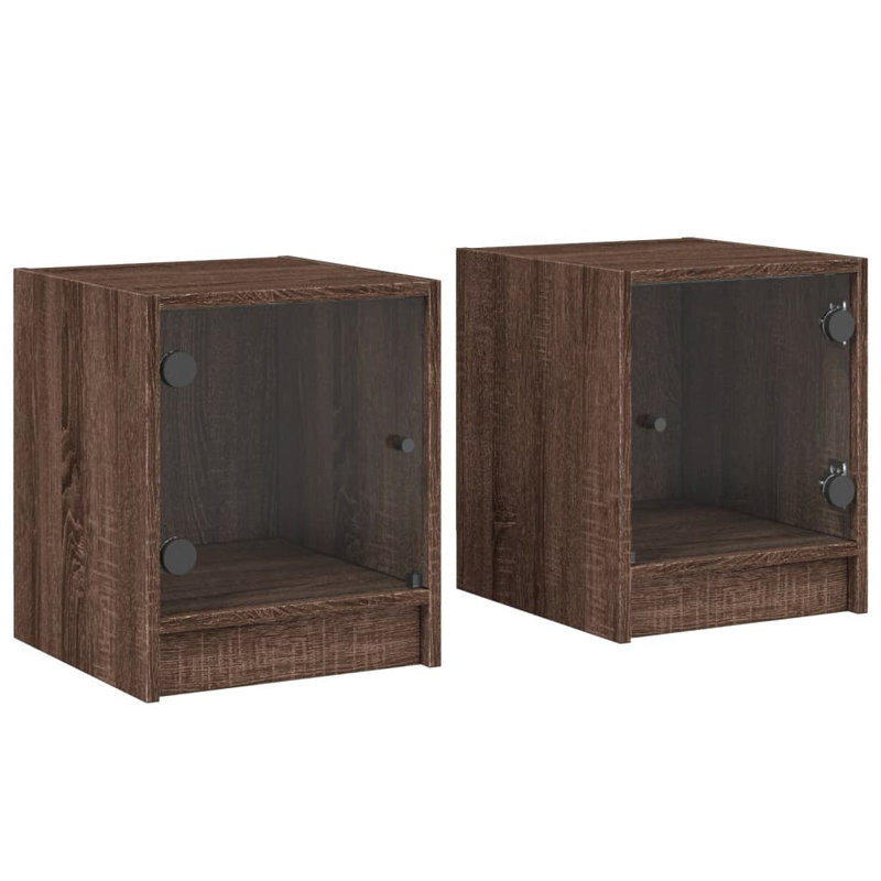 Massiyah 35cm W Manufactured Wood Bedside Table, Brown Oak, Set of 2