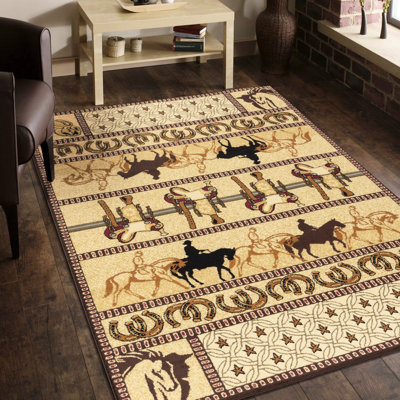 Tapis en polypropylène beige de 2,39 m x 0,91 m (7 pi 10 po x 3 pi), pour une ambiance chaleureuse et élégante, avec une finition soignée.