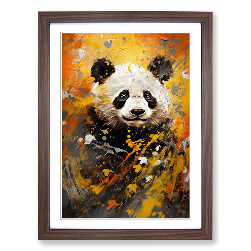 Panda Expressionism No.2 - Framed Print, 46cm H x 34cm W, Walnut Framed
