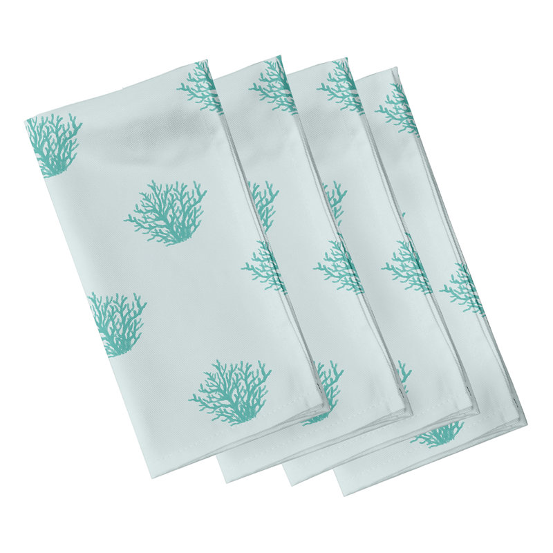 Ensemble de serviettes 4 pièces Lapp Coral Coastal, L 18 po x L 18 po, Bleu clair / bleu