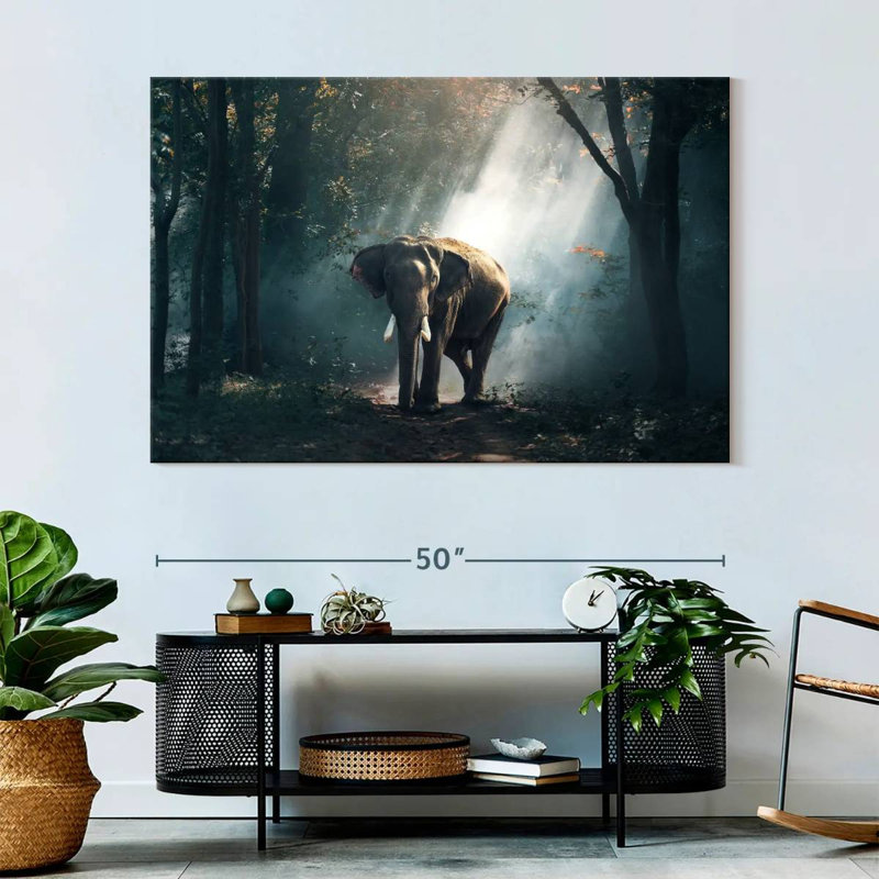 Brampt Sunlit Jungle Elephant, 34" H x 51" W