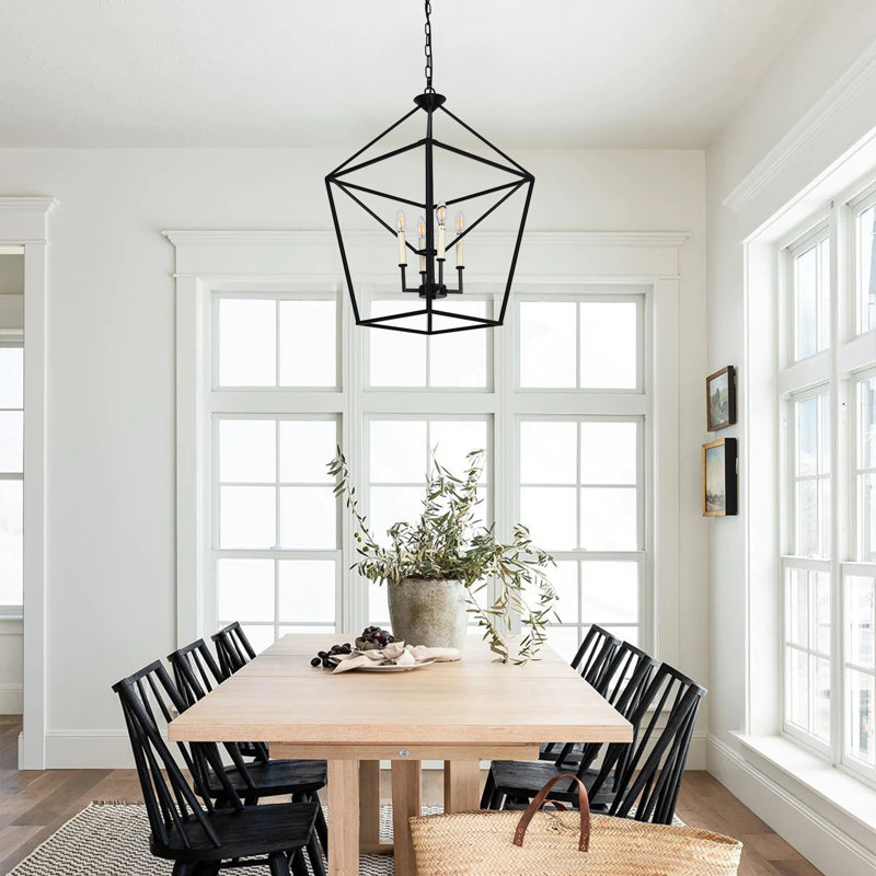4 - Light Dimmable Lantern Geometric Chandelier