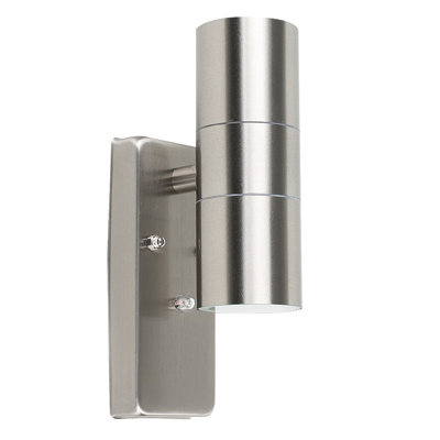 Hartl Stainless Steel 2 - Bulb 30cm H Outdoor Armed Sconce with Dusk to Dawn