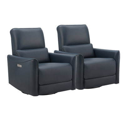 Nikolas Santo Genuine Leather Swivel Power Recliner