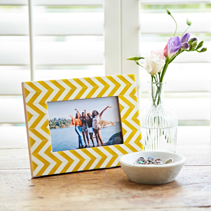 Yellow Chevron Patterned Photo Frame, 4" x 6"