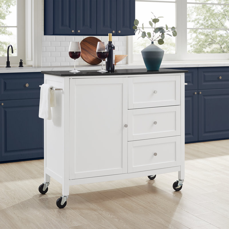 Brunon Kitchen Island, Black Granite