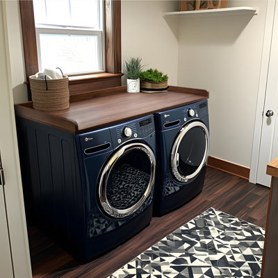 Kaboon Washer Dryer Countertop with Edge Rails, 27.5" x 54", Laundry Room Organization