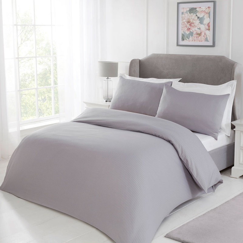 Cotton Striped Duvet Cover Set with Pillowcases, Double Duvet + 2 Standard Pillowcases